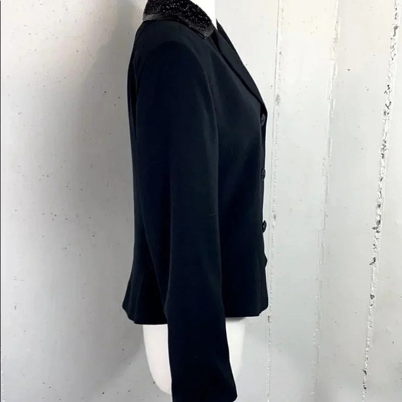 Evan-Picone Dress 8 black sequined collar/button elegant blazer - Picture 7 of 9